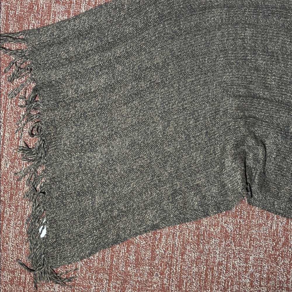 Carolyn Taylor Chocolate brown knit Button-Up Poncho fringe cozy comfy warm OSFA - Picture 10 of 13